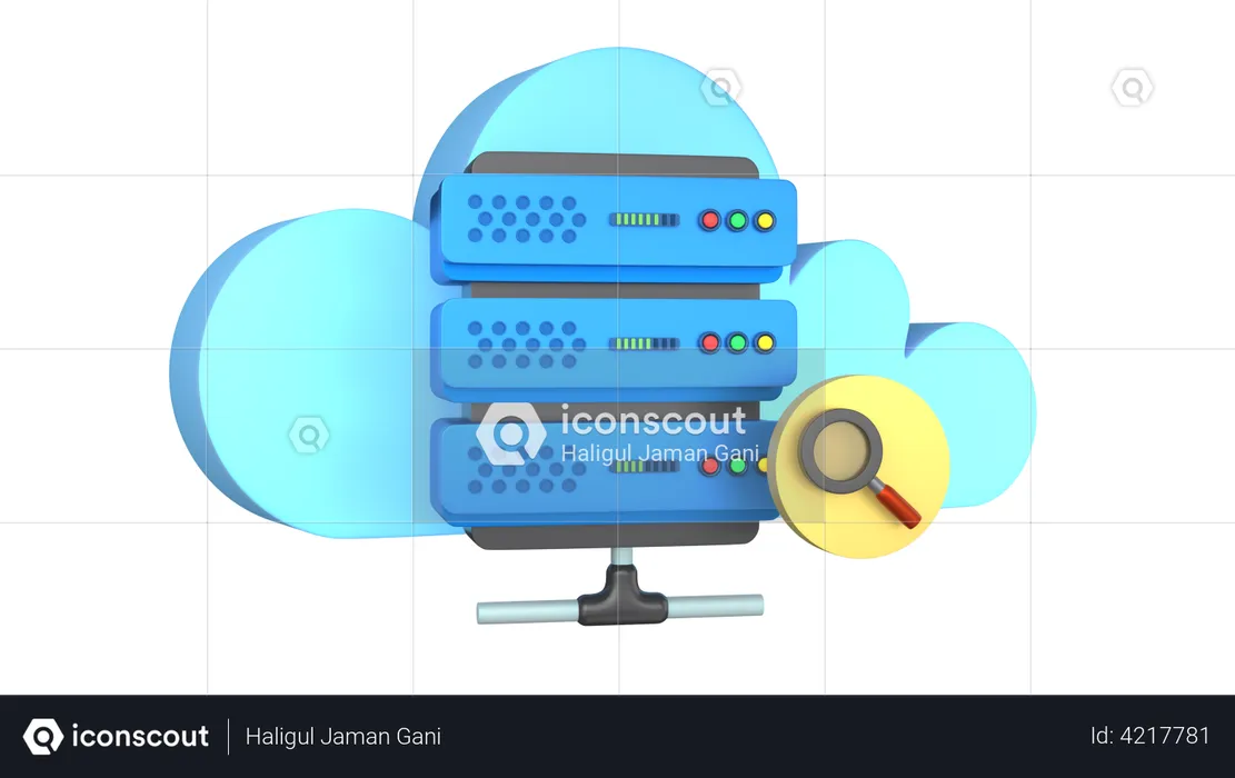 Cloud Server Data Searching  3D Illustration