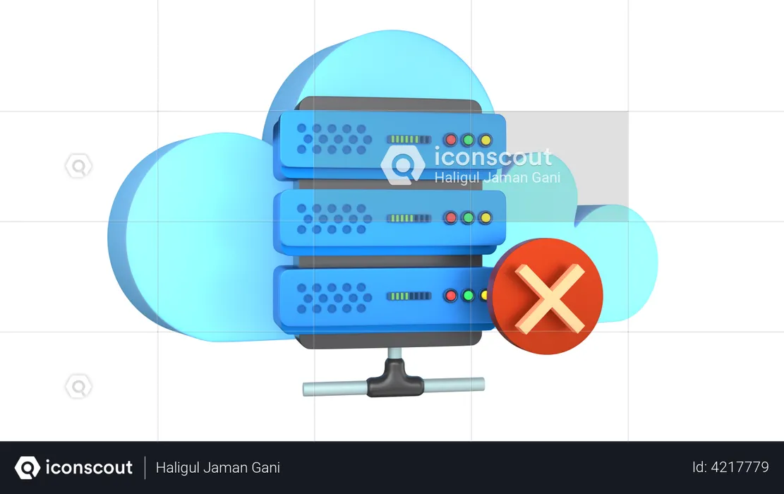 Cloud Server Disconnected  3D Illustration
