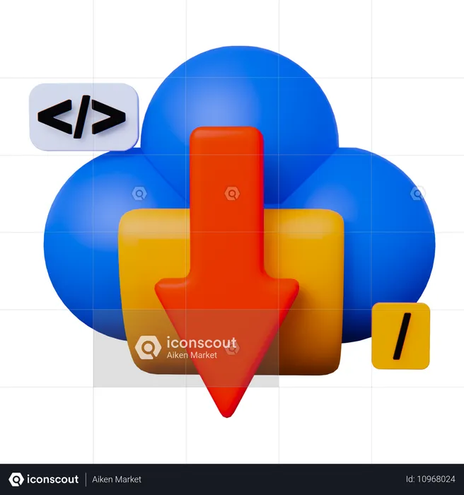 Cloud-Server-Download  3D Icon