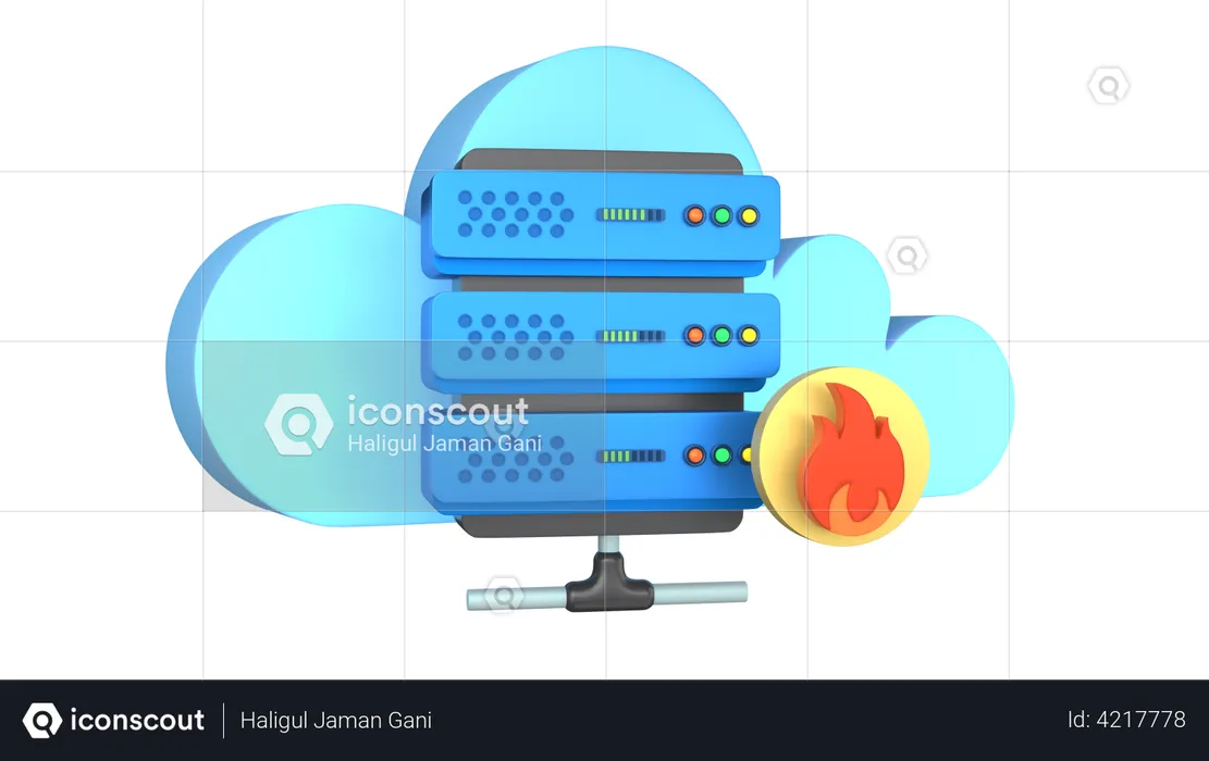 Cloud Server Firewall  3D Illustration