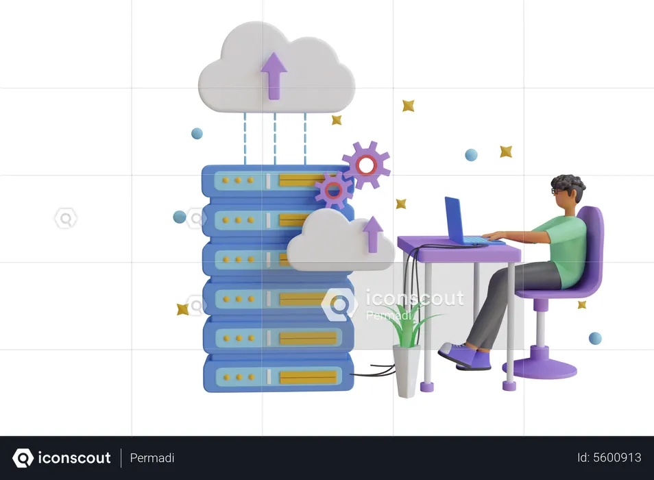 Cloud Server Hosting  3D Illustration