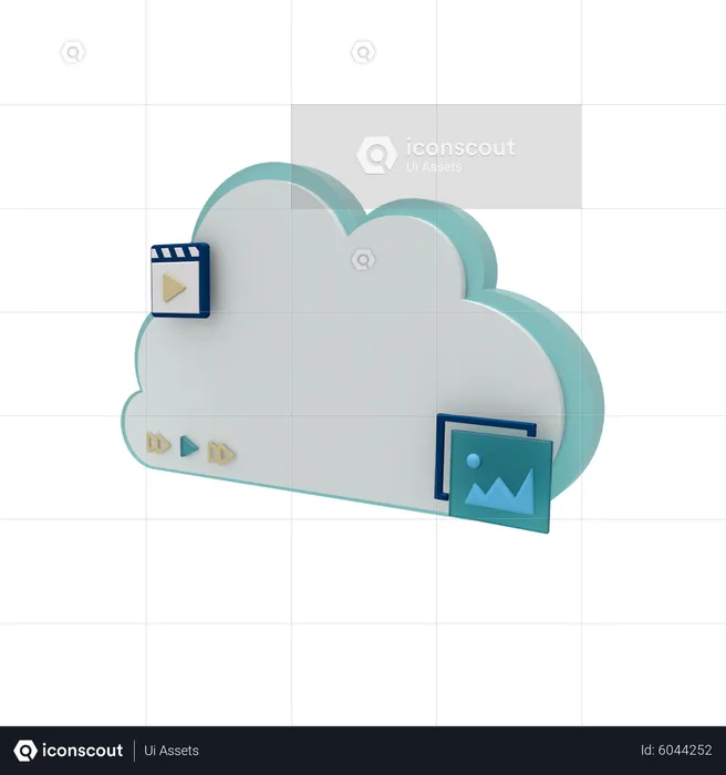 Cloud Server Media Mode  3D Icon