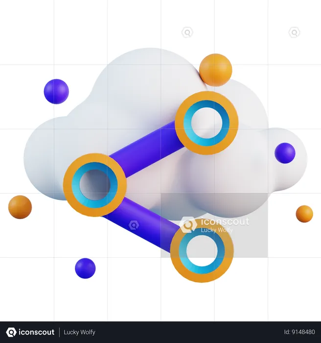 Cloud Sharing  3D Icon