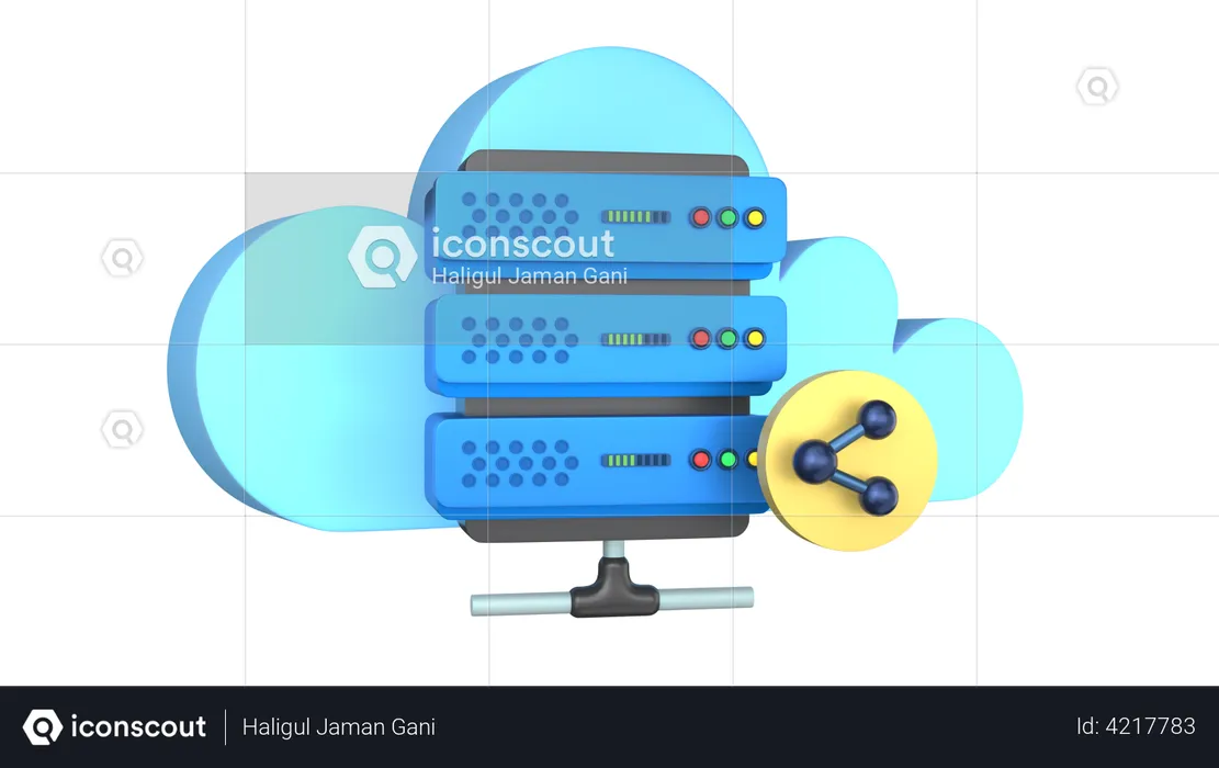 Cloud Sharing Server  3D Illustration