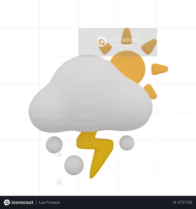 Cloud Snow Storm Thunder Day Sun Weather  3D Icon
