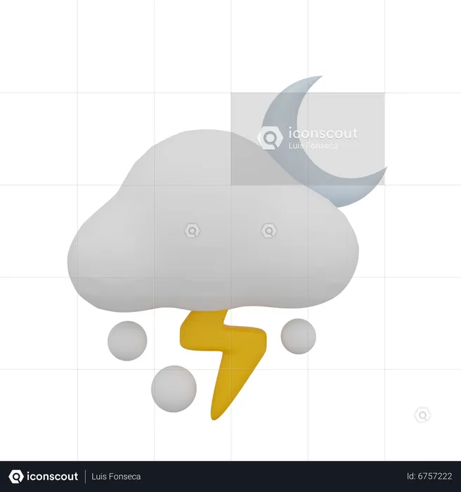 Cloud Snow Storm Thunder Night Moon Weather  3D Icon