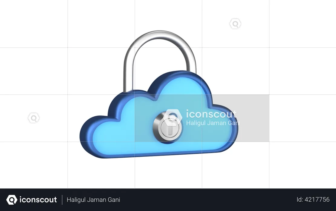 Cloud Storage Data Lock  3D Illustration