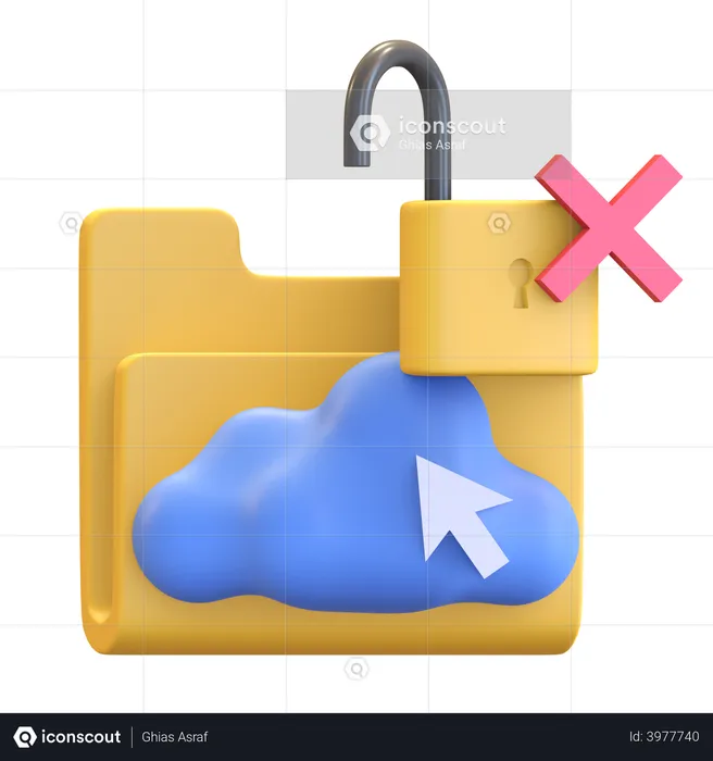 Cloud storage data protection  3D Illustration