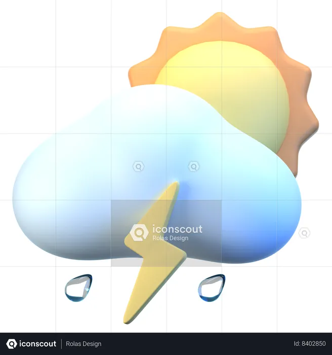 Cloud Sun Storm  3D Icon