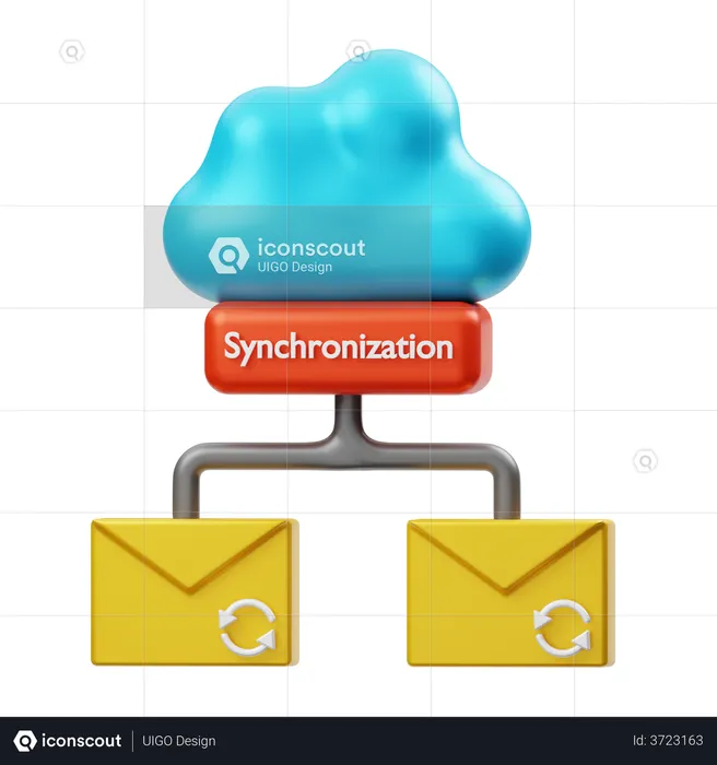 Cloud Synchronization Email  3D Illustration