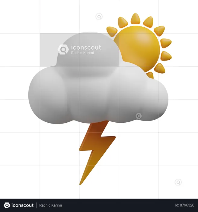 Cloud-thunder day  3D Icon