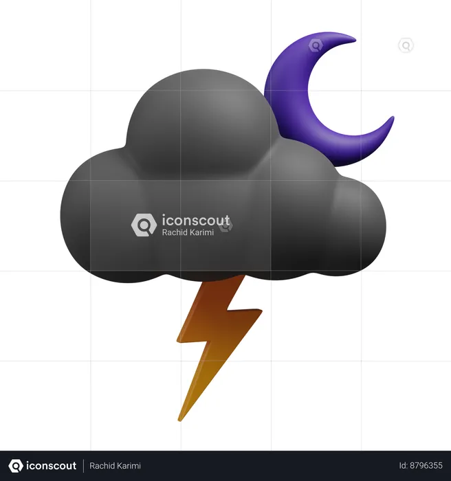 Cloud-thunder night  3D Icon