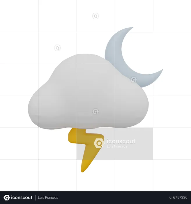 Cloud Thunder Night Moon Weather  3D Icon