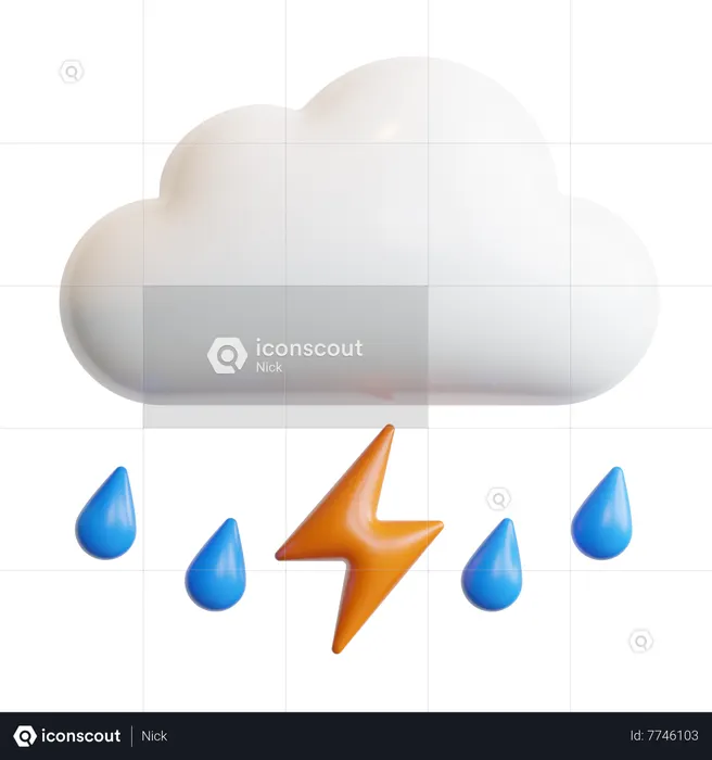 Cloud Thunderstorm  3D Icon