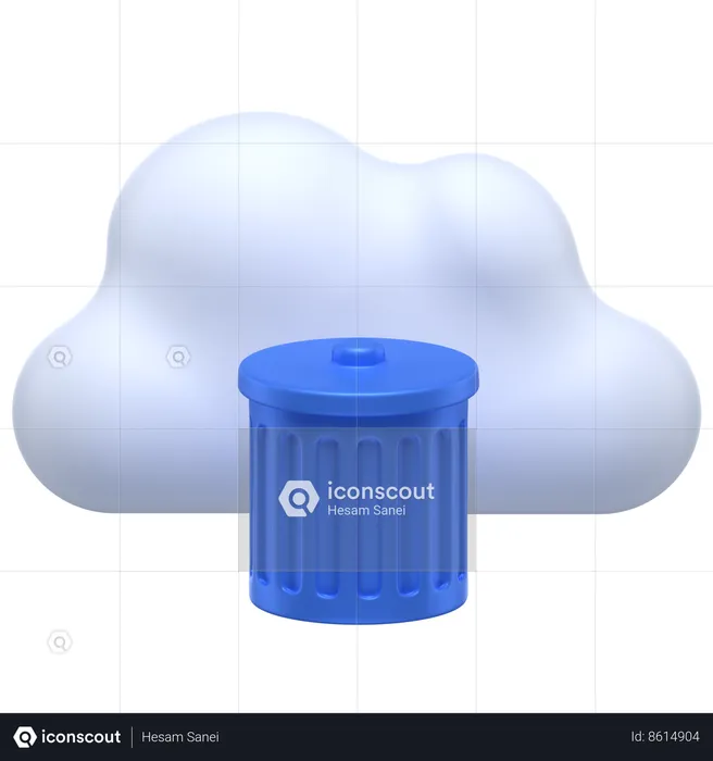 Cloud Trash Bin  3D Icon