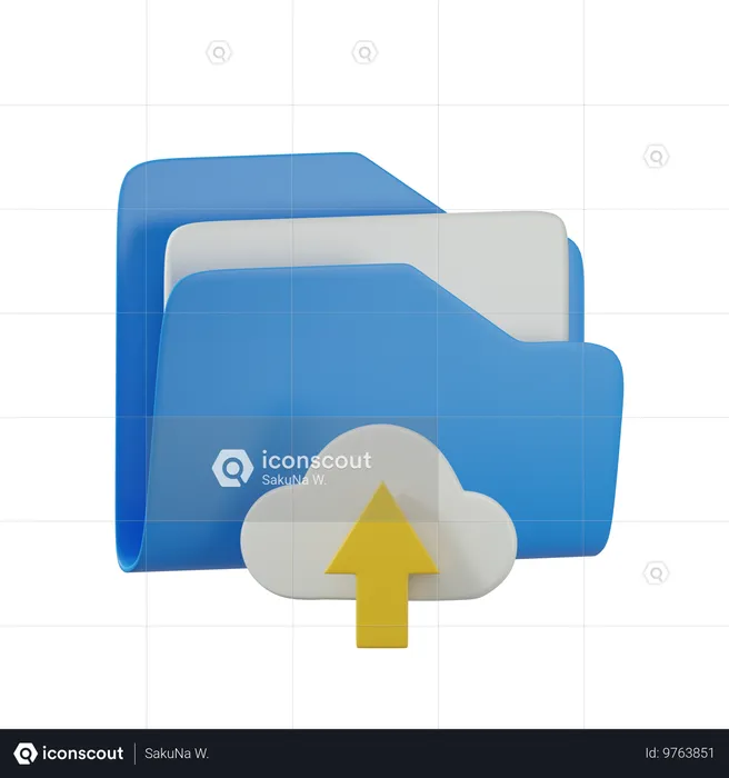 Cloud Upload Folder  3D Icon