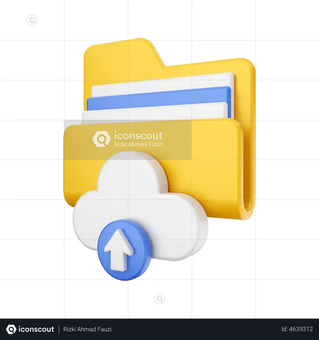 Cloud Upload Folder  3D Illustration