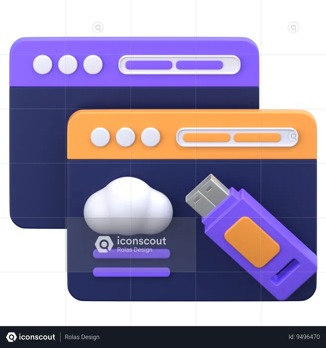 Cloud Usb  3D Icon