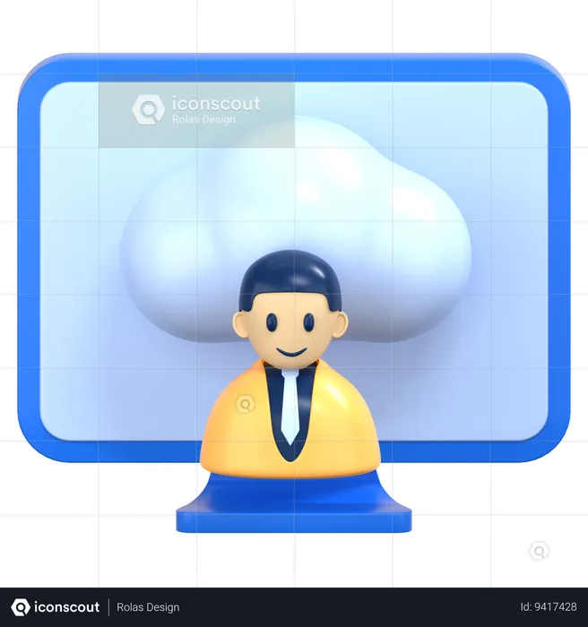 Cloud user  3D Icon
