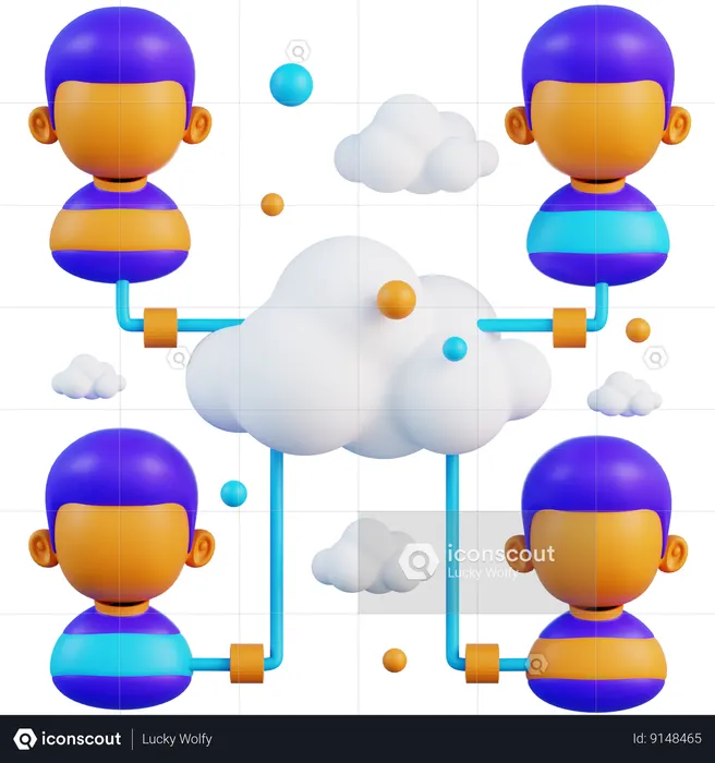 Cloud User Connection  3D Icon