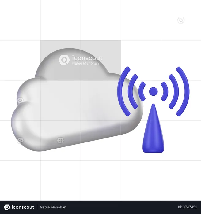 Cloud Wifi Signal  3D Icon