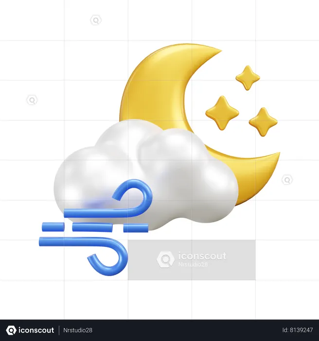 Cloud windy weather  3D Icon
