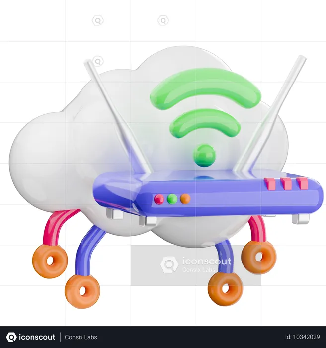 Cloud Wireless  3D Icon