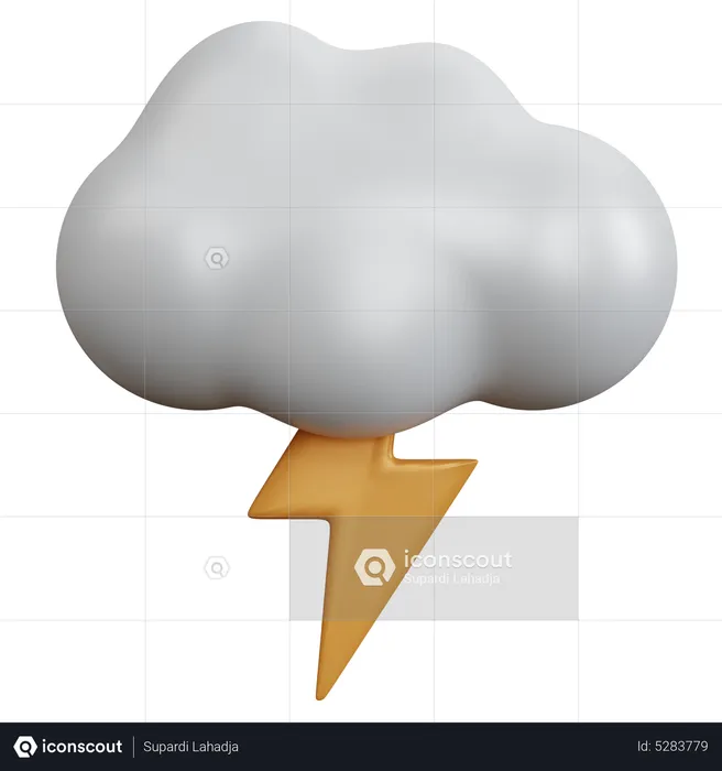 Cloud With Lightning  3D Icon