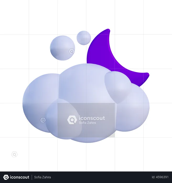 Cloud With Moon  3D Illustration