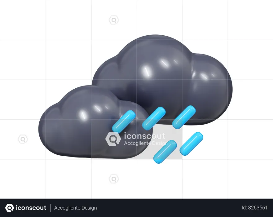 Cloud With Rain  3D Icon