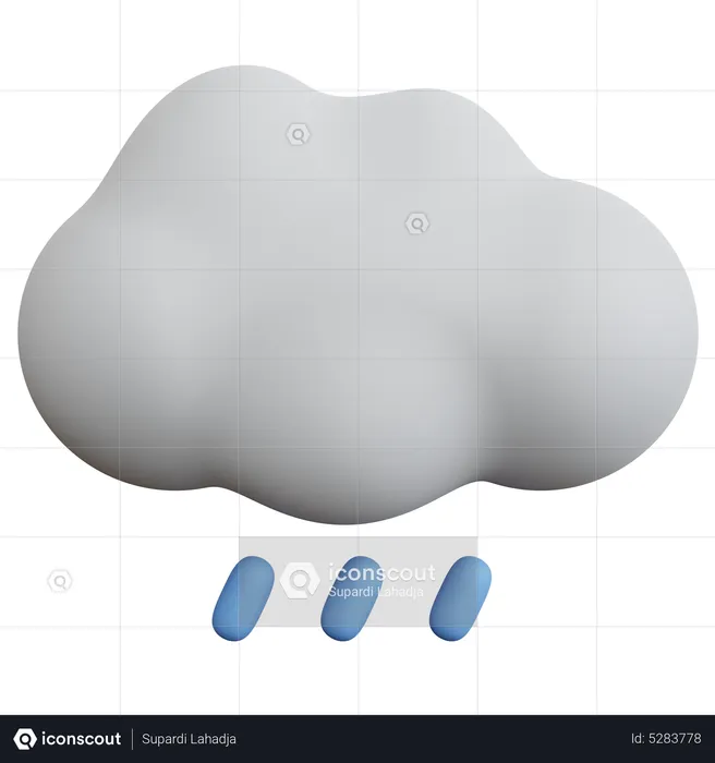 Cloud With Raindrops  3D Icon