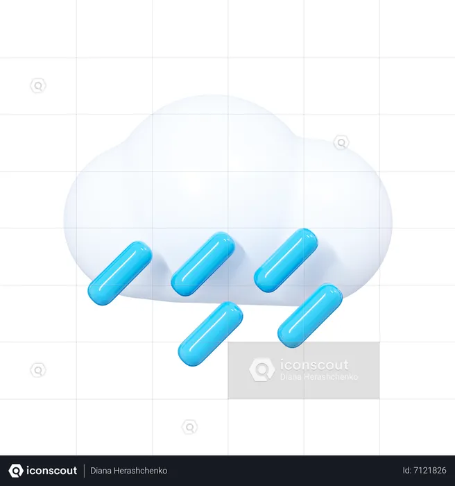 Cloud with Raindrops  3D Icon