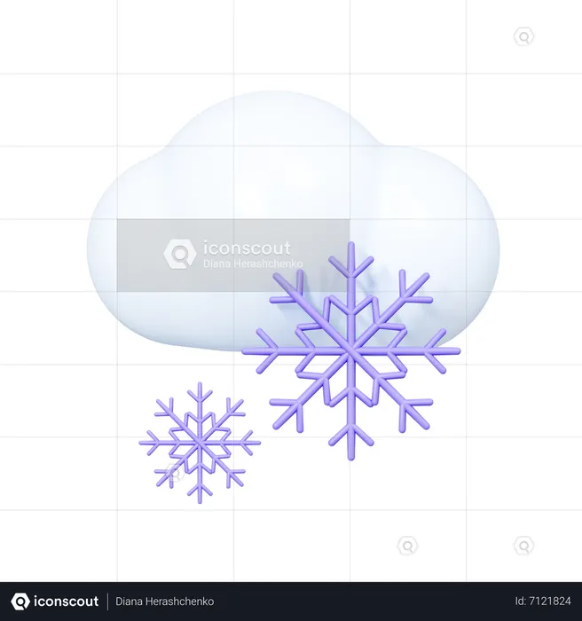 Cloud with Snowflakes  3D Icon