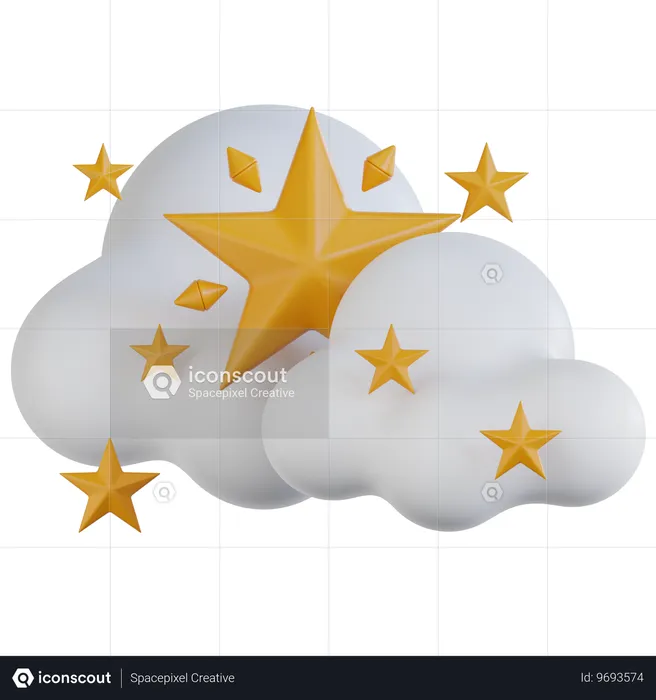 Cloud With Stars  3D Icon