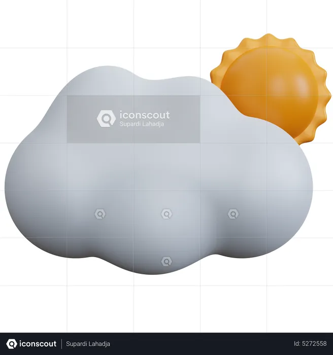 Cloud With Sun  3D Icon