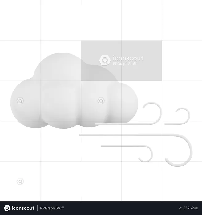 Cloud With Wind  3D Icon