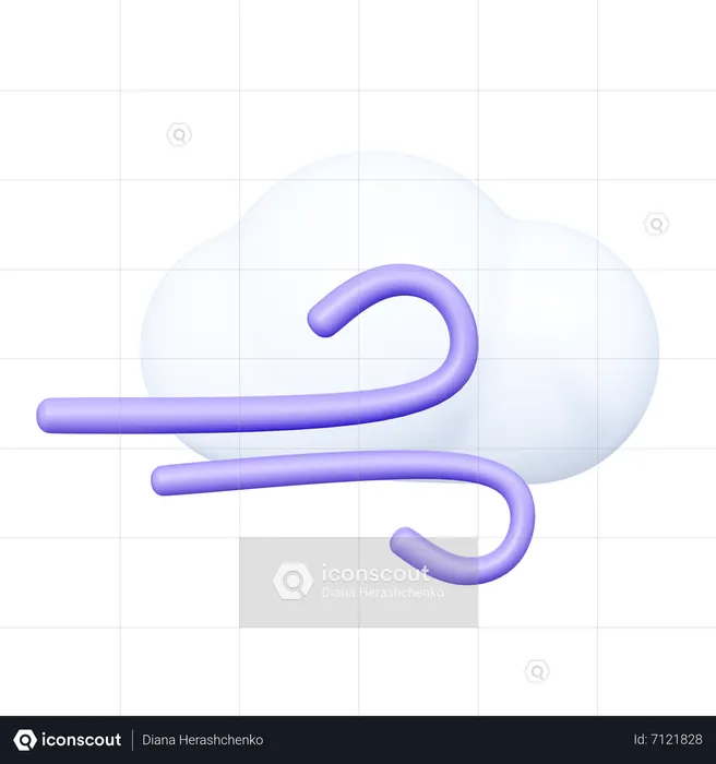 Cloud with wind  3D Icon