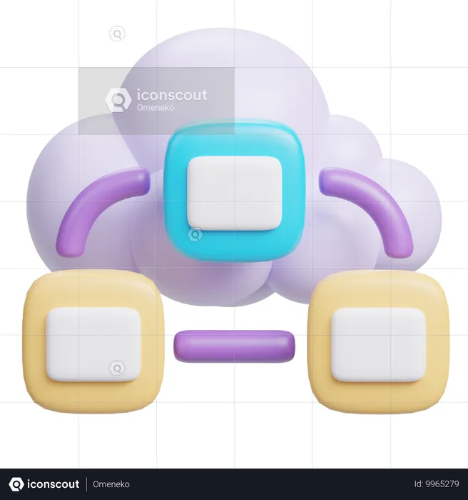 Flux de travail cloud  3D Icon