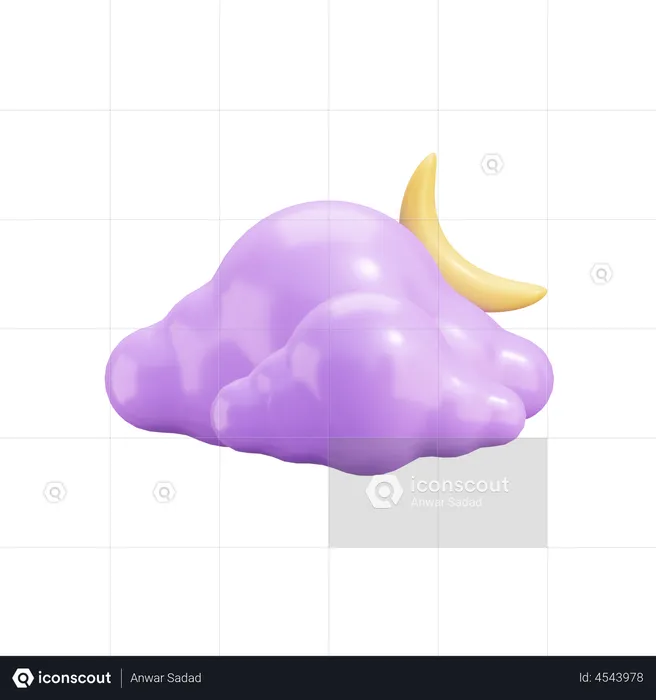 Clouds And Moon  3D Illustration