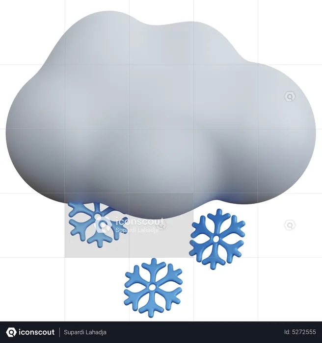 Clouds With Snowflakes  3D Icon