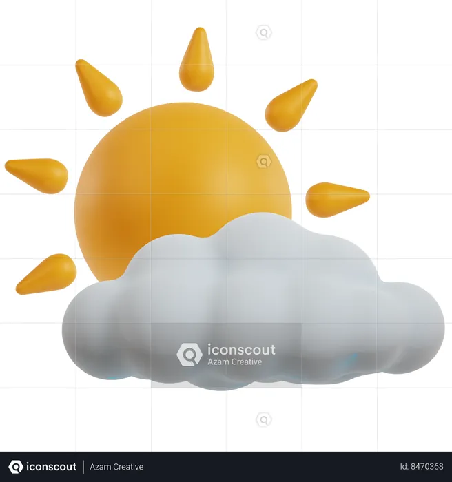 Clouds With Sun  3D Icon