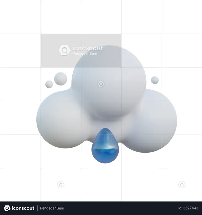 Cloudy And Drizzling  3D Icon