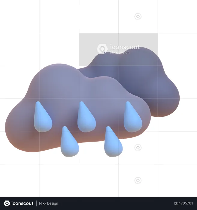 Cloudy And Rainy  3D Illustration