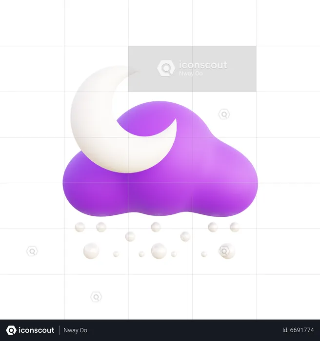 Cloudy and snow night  3D Icon