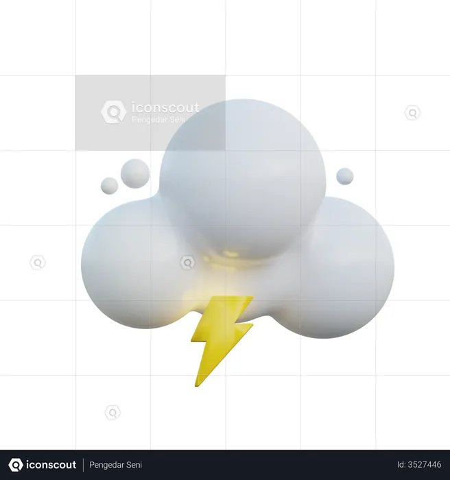 Cloudy And Thunder  3D Icon