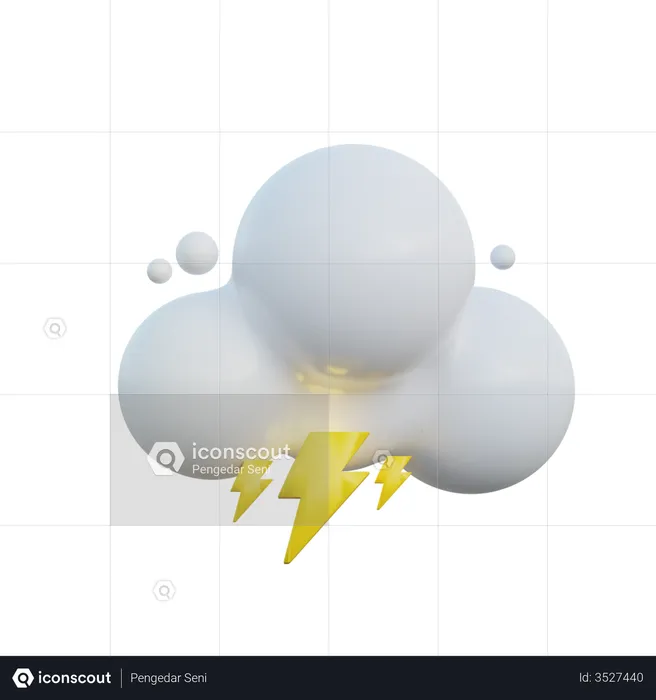Cloudy And Thunderstorm  3D Icon