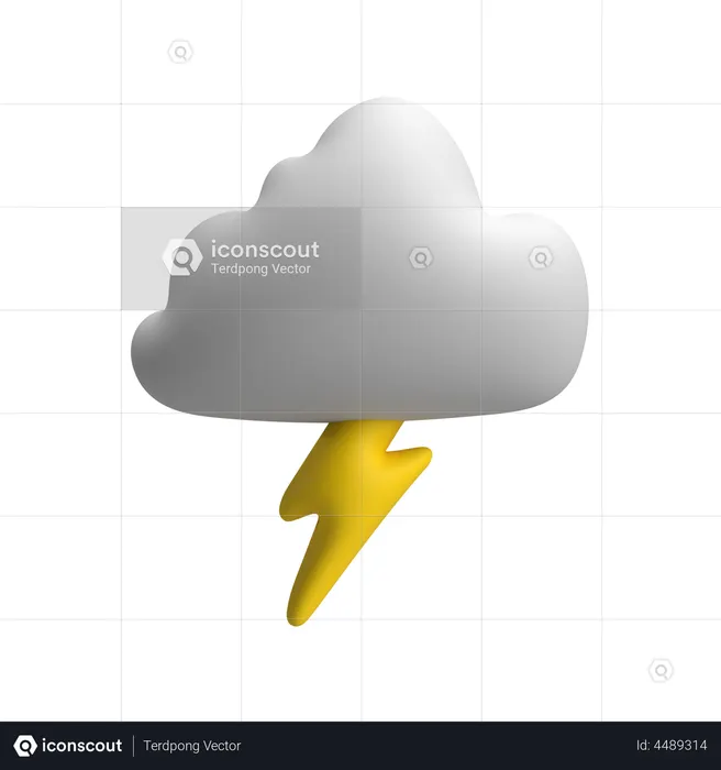 Cloudy And Thunderstorm  3D Icon