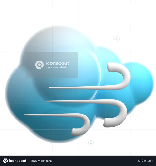 Cloudy And Windy  3D Icon