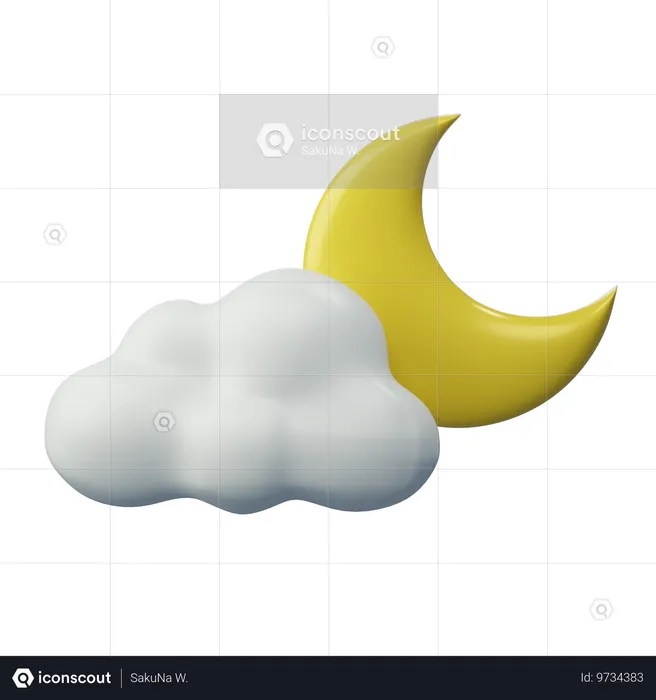 Cloudy Clear Night  3D Icon