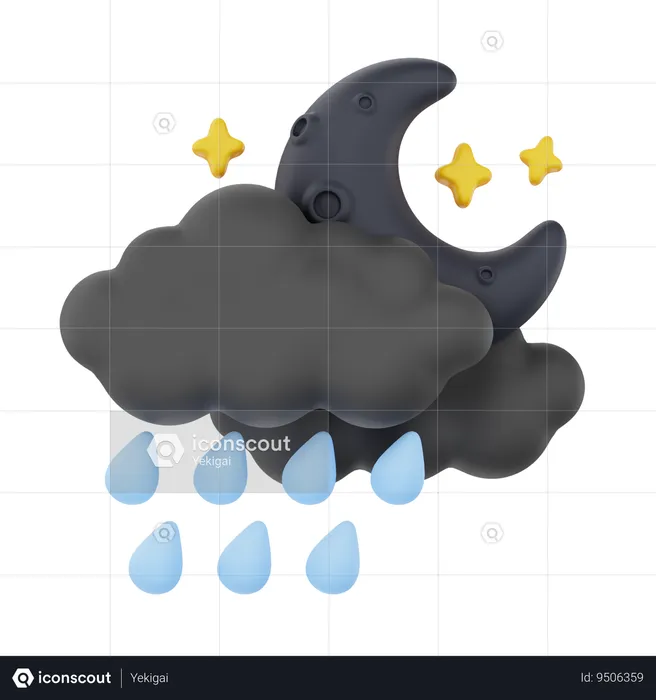 Cloudy Drizzling Night  3D Icon